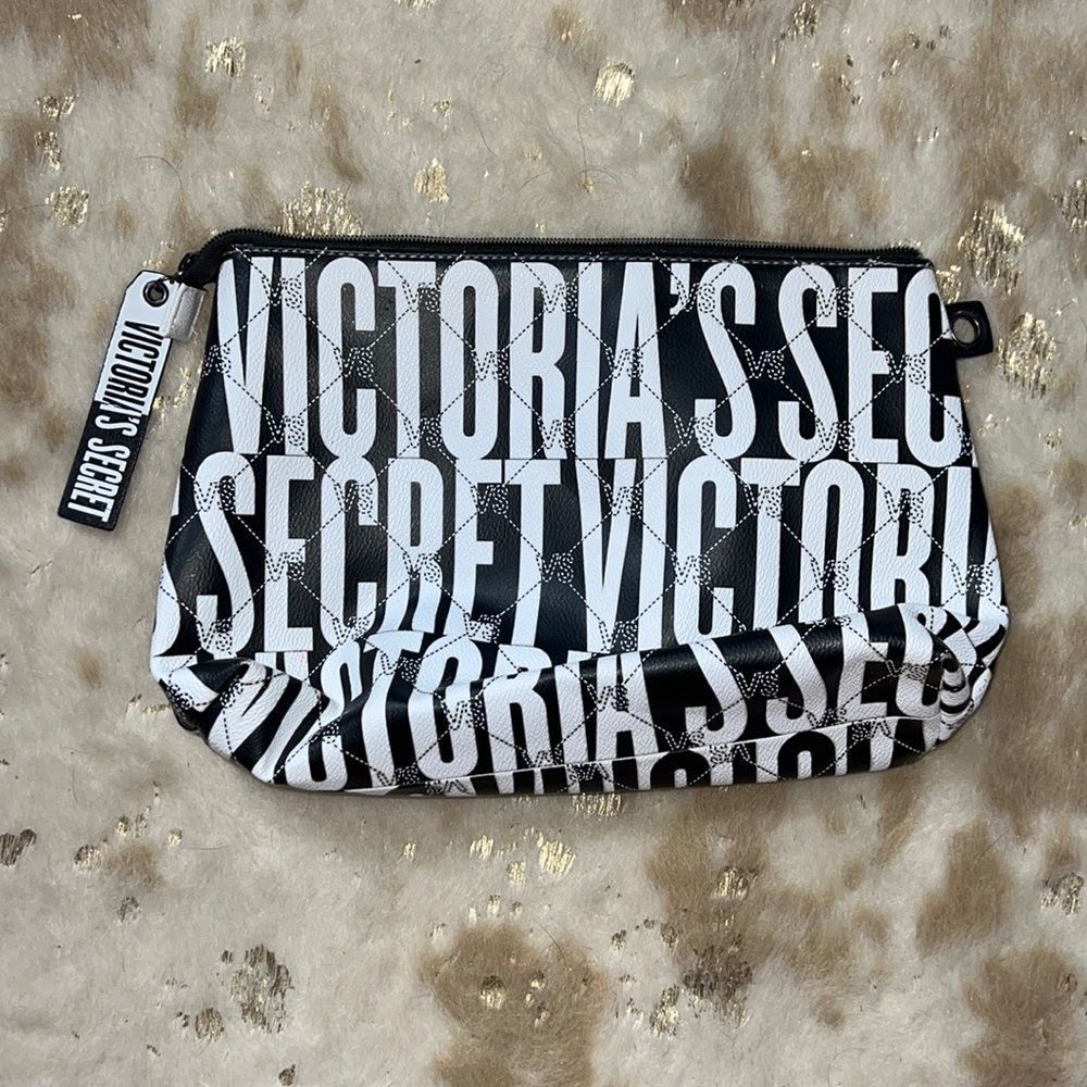 Victoria Secret’s Cosmetic Bag in Black and White 11”x7”x3” with Zipper Closure